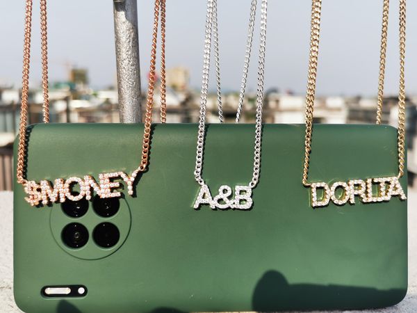 

necklaces 3umeter 2020 new zircon pendant letter necklace crystal custom name necklace personalized custom number necklace dropshipping, Silver