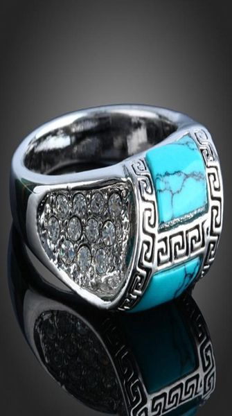 

europe silver plating inlay turquoise ring vintage rings mix size 16194682329