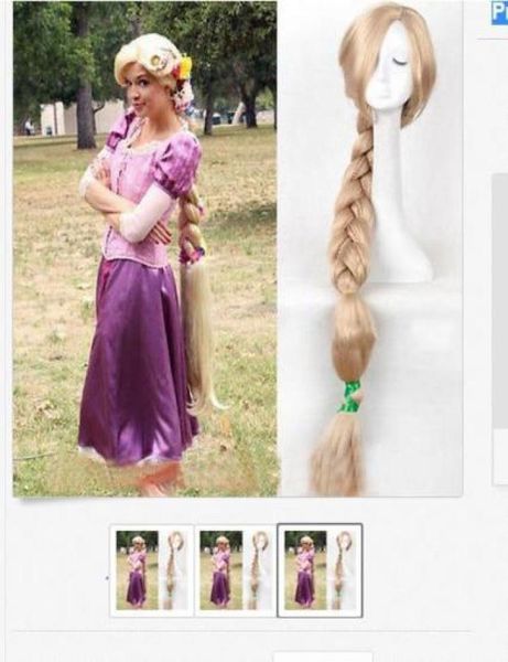 

2017new princess tangled rapunzel long braid blonde cosplay wigwigs 1001888003, Black;brown