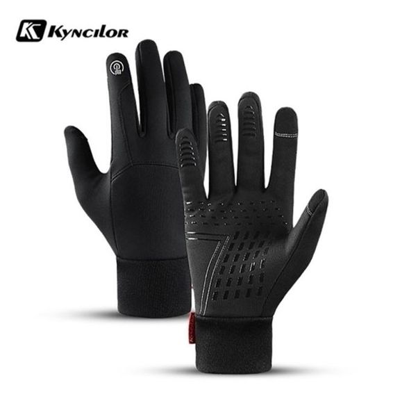 

five fingers gloves winter men women touch cold waterproof motorcycle cycle male outdoor sports warm thermal fleece running ski 225103911, Blue;gray