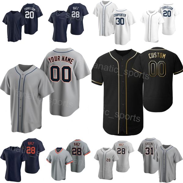 

team baseball 20 spencer torkelson jersey 28 javier baez 9 nick maton 8 matt vierling 30 kerry carpenter 31 riley greene space city connect, Blue;black