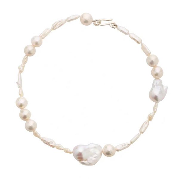 

necklaces baroque freshwater pearl short necklace elegant women adds charming choker luxury chic stacking collares de moda 2020 new style, Silver