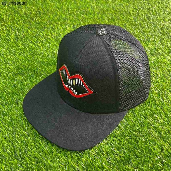 

ball caps snapbacks lip pattern hats for men mesh trucker hat casual contrasting colors baseball cap gorra padel hombre chapeau femme hip ho, Blue;gray