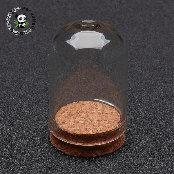 

boxes 100pcs clear bell shape transparnet glass column bottles with tampions for jewelry packaging decoration jars 36.5x22mm, Black;white