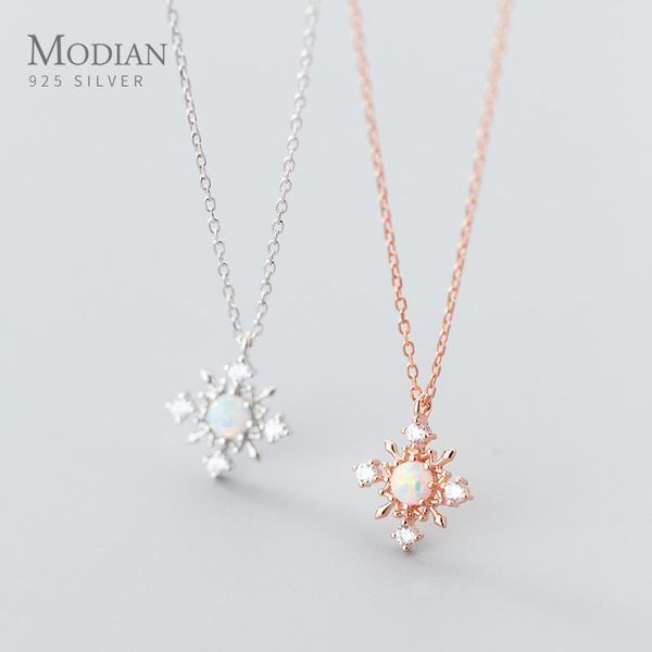 

necklaces modian new luminous cz snowflake sterling silver 925 pendant necklace for women link chain korea style fine jewelry gift