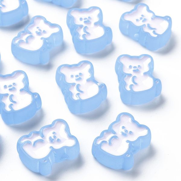 

crystal 100pcs mini bear butterfly transparent frosted acrylic enamel beads cartoon lovely bracelets necklace gifts diy jewelry findings