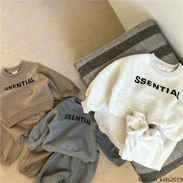 

Spring Winter Boys Girls Clothes Fleece Warm Tracksuit Kids Designers Clothes Sweatshirts Pants Baby Clothes Sportsuit Outfits, Beige grey