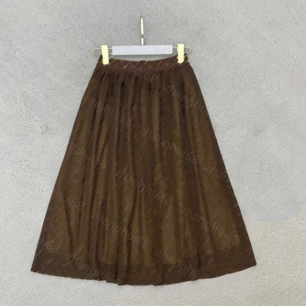 

23ss designer skirts pleated skirts summers new alphabet webbing patchwork gauze jacquard skirt long skirt women clothes a1, Black