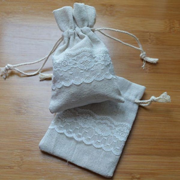 

boxes lace linen jewelry gift pouches 9x12cm 9x14cm pack of 50 party candy favor bags packaging sack, Black;white