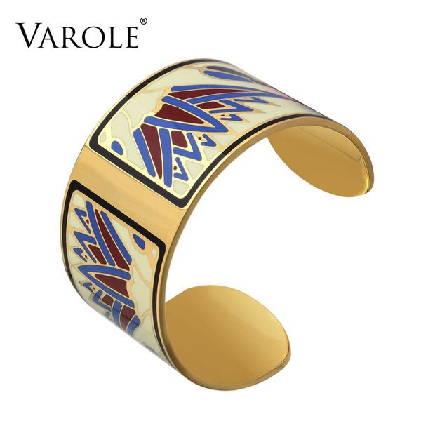 

bangle varole vintage bracelet jonc bangle color design pattern opening bracelet for women enamel gold bracelets jonc pulseras, Black