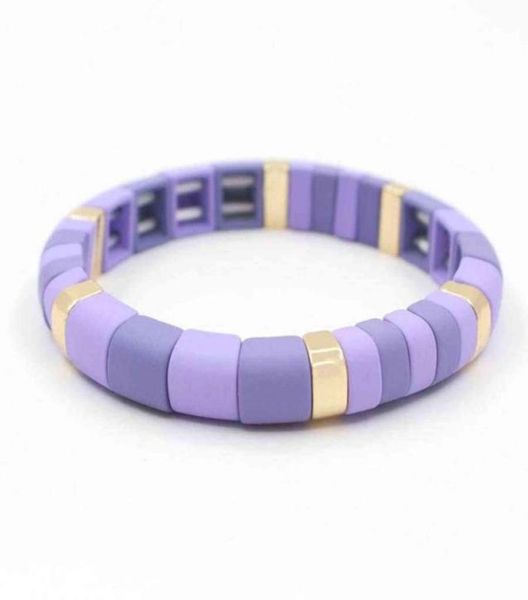 

enamel diy handmade bead string geometric shape original fashion women039s bracelet purple frosted paint cold wind elastic bang2369798, Black