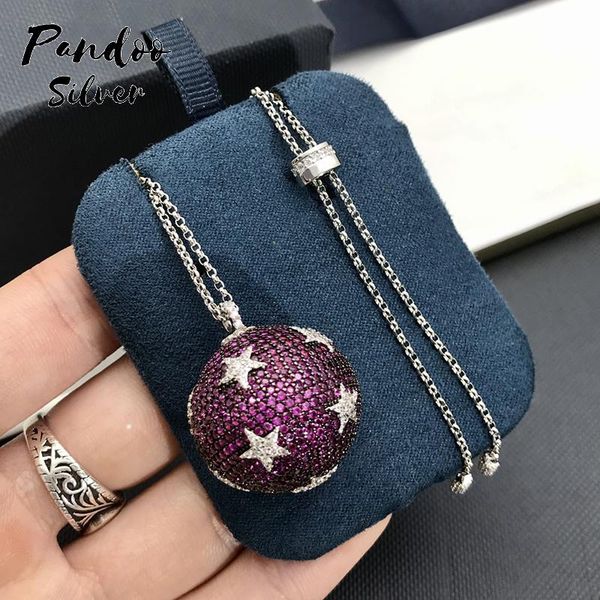 

necklaces fashion charm sterling silver original jewelry noel red disco ball adjustable necklace for women gift with