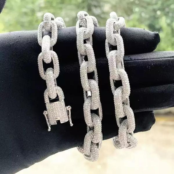 

necklaces 2022 hip hop new iced out bling cubic zircon luxury shiny rectangle link chain fashion charm necklace jewelry gift for women men, Silver