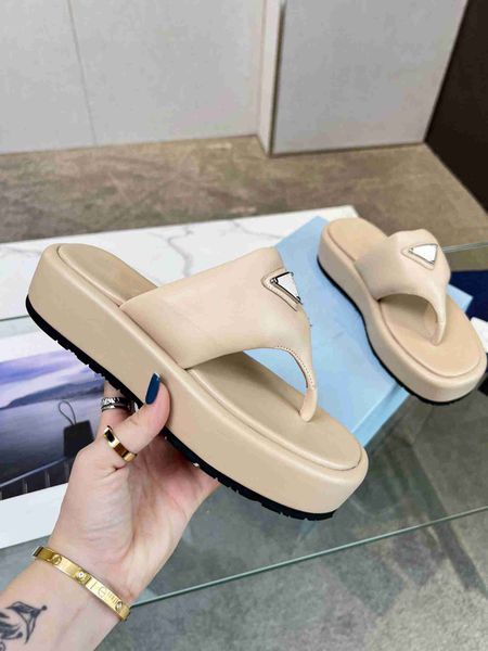 

fashion sandals summer women prad slippers slide leather leisure platform sandals luxury designers sandals pl041, Black