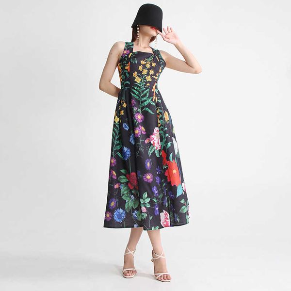 

elegant rural style suspender dress 2023 autumn new design sense mid waist heavy work nail bead inlaid diamond print dress, Black;gray