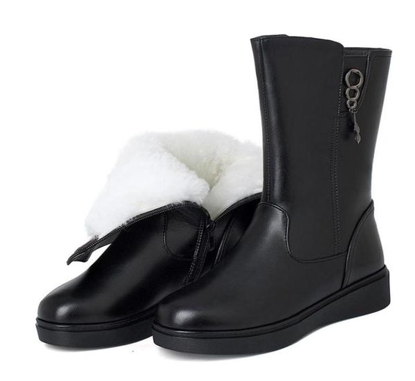 

boots aiyuqi women039s winter wool 2021 large size 41 42 43 snow flat midboots5851966, Black