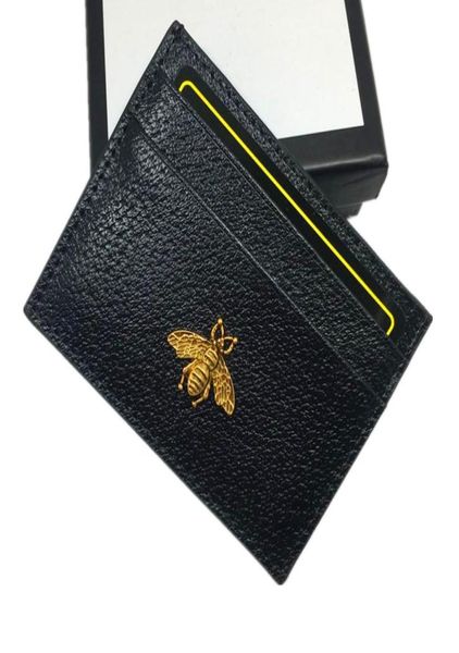 

genuine leather small wallets holders women metal bee bank credit card package coin bag card id holder purse women thin wallet poc2121189, Brown;gray