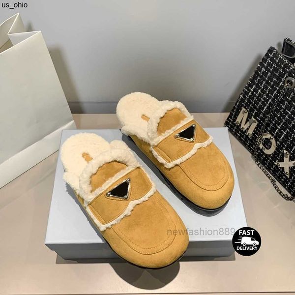 

slippers winter women wool slippers thick bottom faux fur furry fluffy slides half loafer flip flop bottom cloudbust trendy sandals solid co, Black