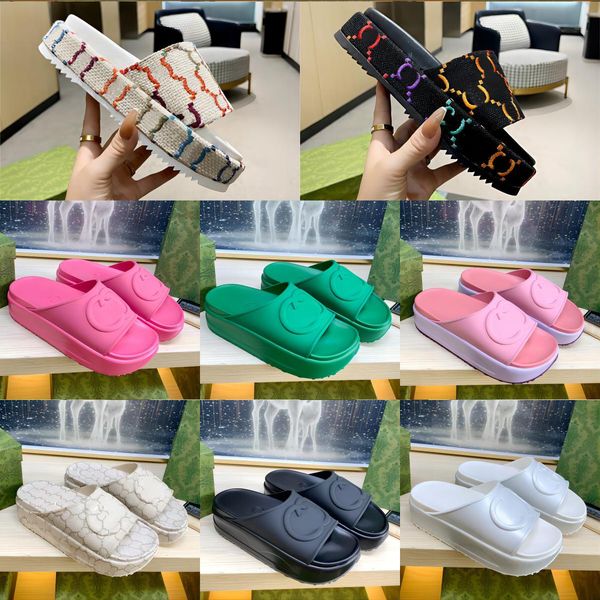 

fashion mens womens sandals platform slippers slide designer luxury flat high heels flip flops embroidered platform rubber sandal leather sh, Black