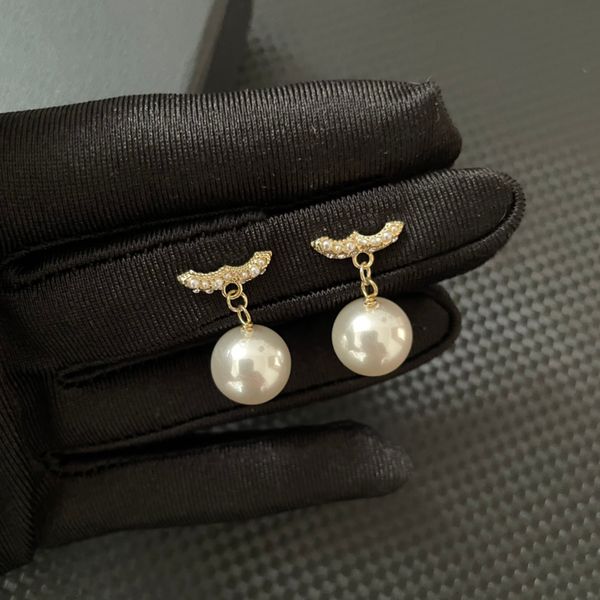

earrings designer earrings luxury brand women's pearl earrings stainless steel letter c earrings presents for women wedding jewelry, Golden;silver