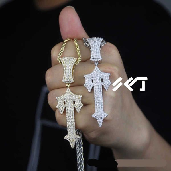 

trapstar full diamond pendant hip hop rap drill necklace centralcee customization, Silver