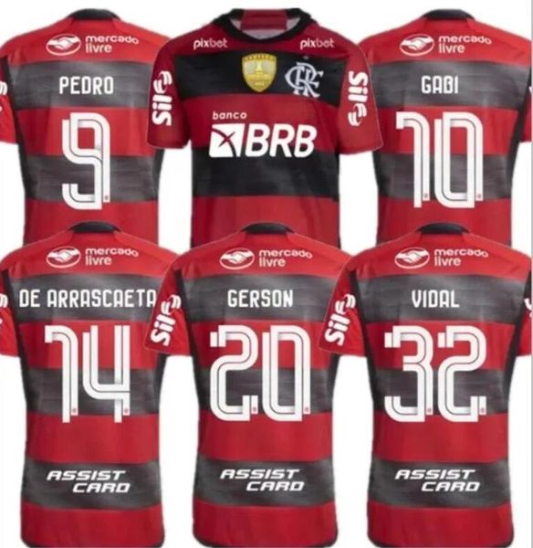 

andreas gerson flamengo soccer jerseys 2023 2024 final david luiz e.ribeiro gabi 23 24 football shirts vidal pedro men kids women outubro fa, Black;yellow