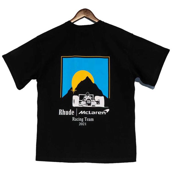 

2023 men t shirt short sleeve rhude tess designer casual fashion 2022 men's summer f1 formula racing printed t-shirt american retro dai, White;black