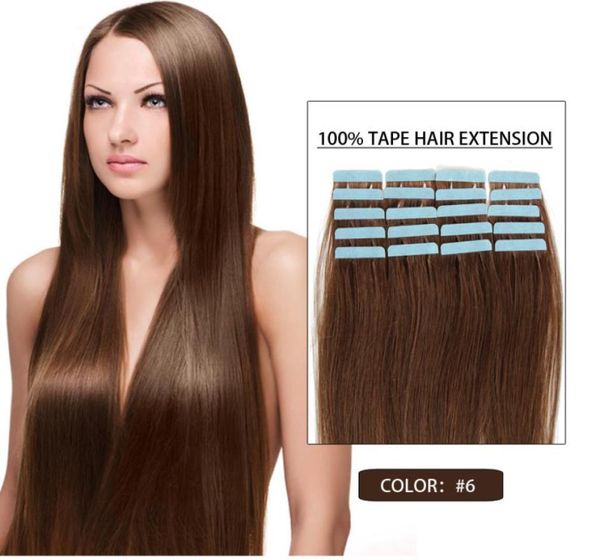 

6 tape in human hair extensions human tape in hair extensions skin weft 16quot24quot type hair pieces2982278, Black