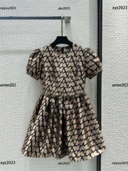

designer dresses for woman fashion round neck pleated skirt size s-xl fashion jacquard bubble sleeve dress may17, Black;gray
