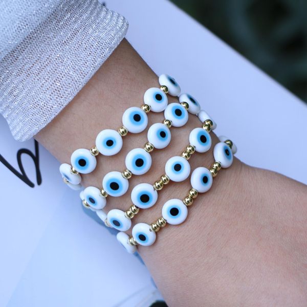 

bangle 5pcs lampwork eye waxed cord adjustable bracelet women men teens greek simple eye wristband cuff string bracelets, Black