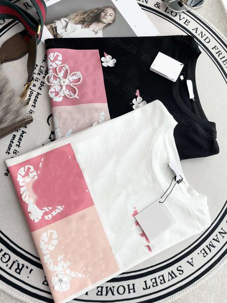 

23ss womens t-shirt womens designer clothing tee round neck pure cotton three-dimensional flower decoration letter logo print short sleeve t, White