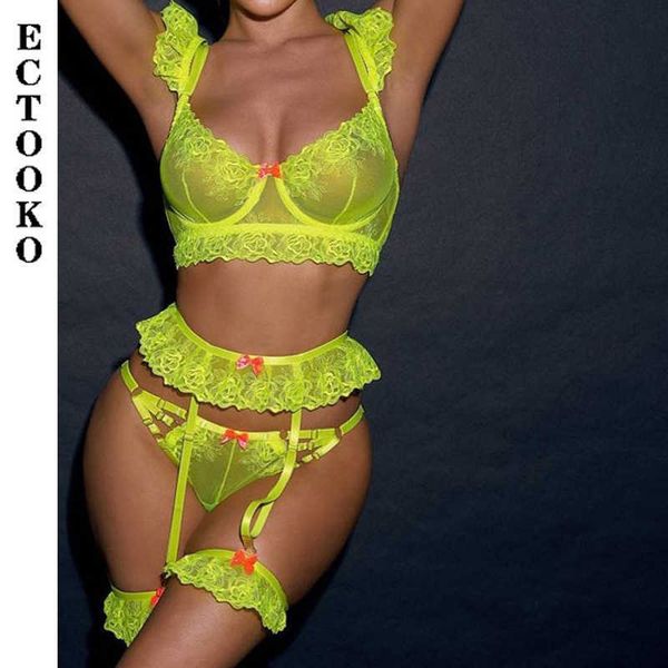 

women' breathable tulle embroidered lace erotic lingerie garter set yellow, Red;black