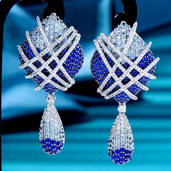 

knot godki famous brand charms waterdrop trendy women earrings cubic zircon drop earring for women wedding party accessories, Silver