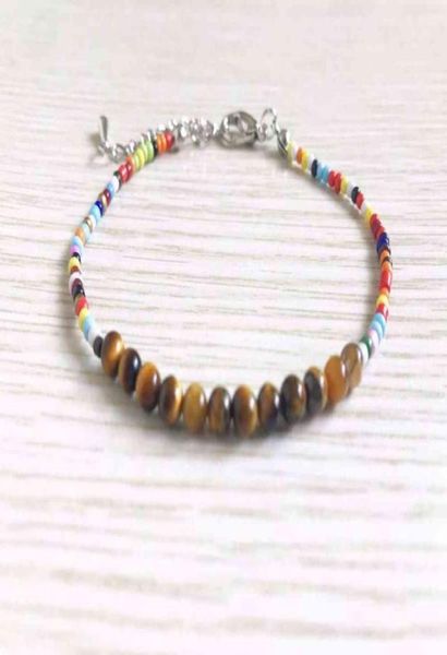 

fashion seed bead bracelet rainbow bracelets multi color mini tiger eye stone colorful beaded bangle3971143, Black