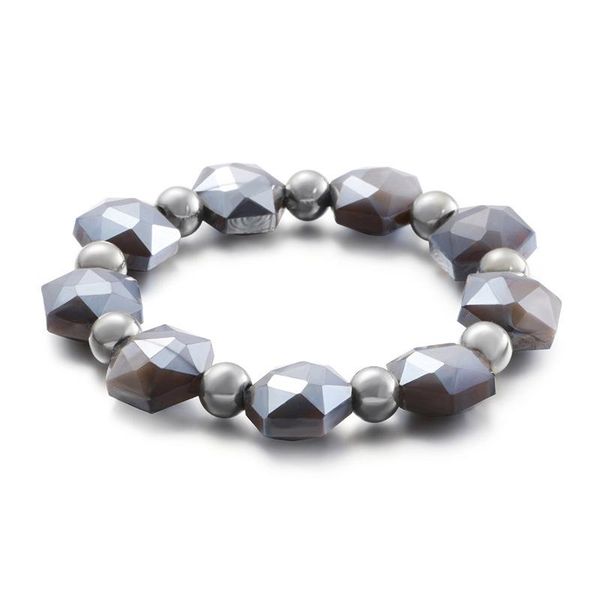 

bangle fashion beads bracelets stainless steel glass beaded bracelets jewelry for women, Black