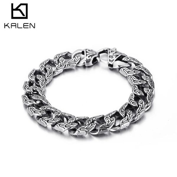 

bangle 14mm cuban curb bracelet men stainless steel 316 vintage punk bangle, Black