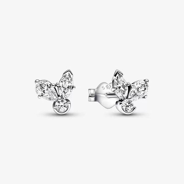 

sparkling herbarium cluster stud earrings for pandora 925 sterling silver party earring set designer jewelry for women crystal diamond earri, Golden;silver