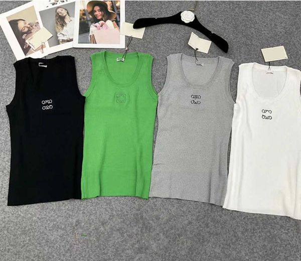 

women's t-shirt tank anagram loewee crop tank designer t shirts women knits tee knitted sport lowewe woman vest yoga tees green size l, White