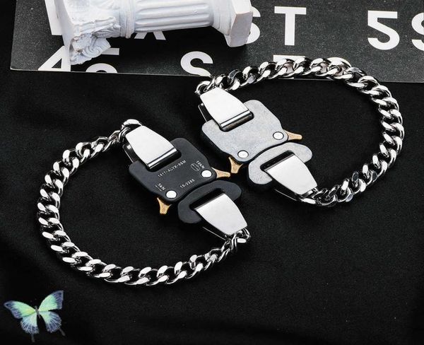 

1017 alyx 9sm buckle bracelets titanium steel metal button alyx riverlink bracelet q07171080257, Black