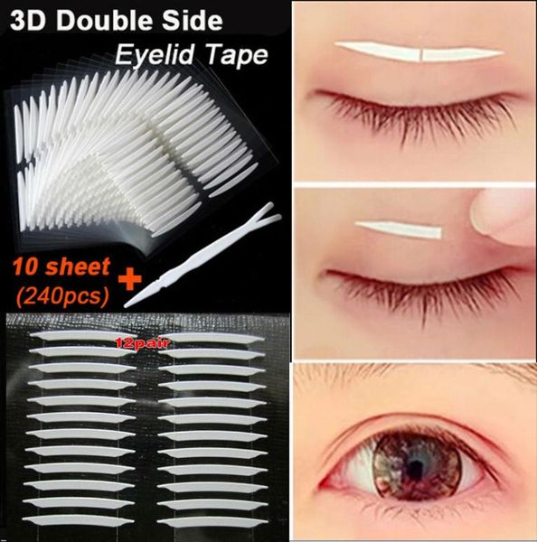 

whole new 240pcslot 3d double sided invisible eyelid tape strong adhesive eyelid sticker beauty eyelid tools for women girl 7324747