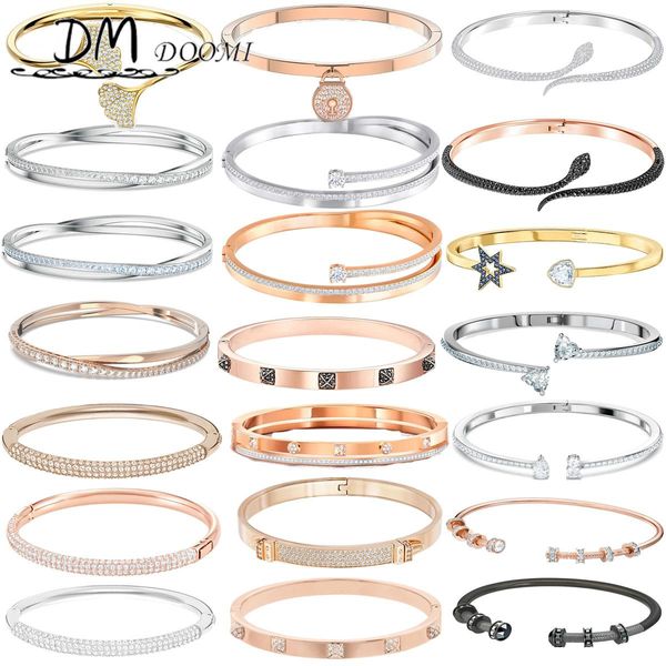 

bangle swa 2022 new trend ladies jewelry sets fashion charms jewelry exquisite luxury crystal sparkling charm gifts women, Black