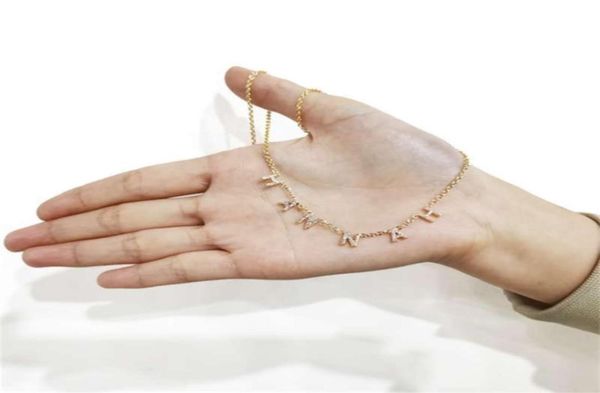 

crystal pendant custom name gold necklace zircon letter chains personalise for women charm jewelry gift 2109299897750, Silver