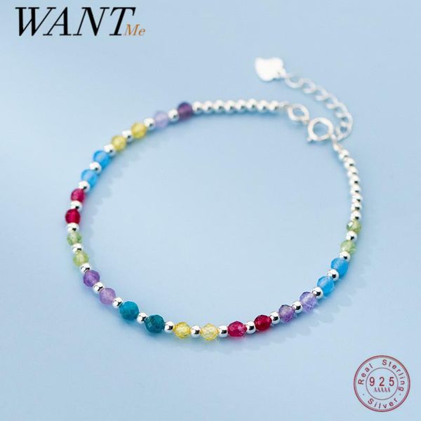 

bangle wantme bead bracelet for women 925 sterling silver multicolor glass ball charm bangle bohemian simple european fine jewelry, Black