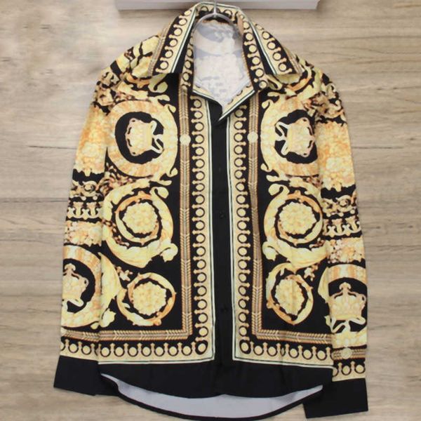 

mens casual shirts fashion designer silk shirt hawaiian business slim clothing designer button up shirts 3d medusa print long sleeve t shirt, White;black