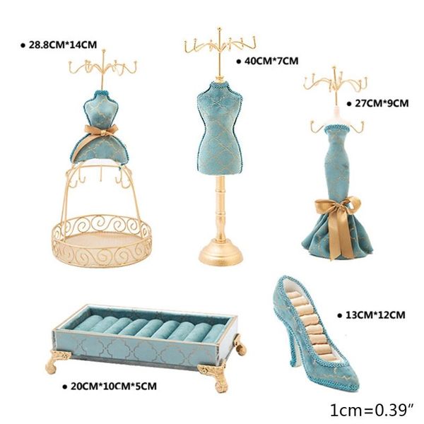 

boxes jewellery display stand princess dress necklace jewellery stand holder lady model dress highheeled shoes earring ring u90f, Black;white