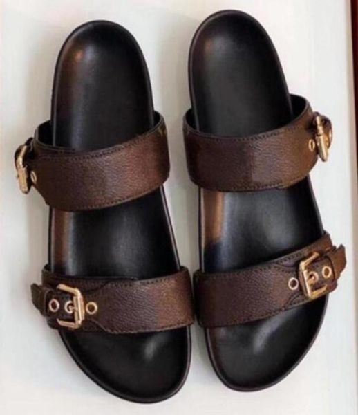 

5a sandals bom dia flat mule 1a3r5m cool effortlessly stylish slides 2 straps with adjusted gold buckles women men summer 3546m8136649, Black