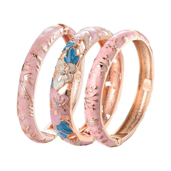 

bangle 3 pcs set bracelets for women enamel bangles cloisonne women's hand bracelets african jewelry dubai fashion indian designer gift, Black