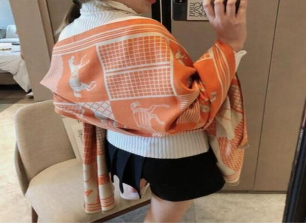 

2022 new autumn and winter warmth imitation cashmere scarf ladies midlength shawl a2 18070cm1454159, Blue;gray