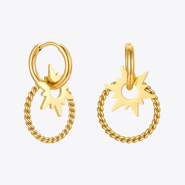 

knot enfashion hanging star drop earring for women gold color circle earring 2021 stainless steel fashion jewelry gift kolczyki e1234, Silver
