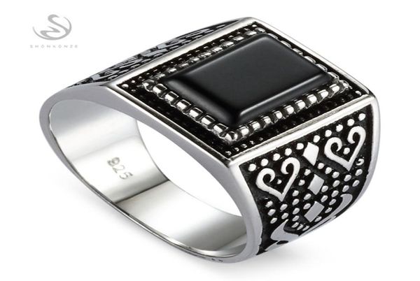

shunxunze s vintage wedding rings silver 925 men sterling silver jewelry accessories black agate s3808 size 7 8 9 102769164